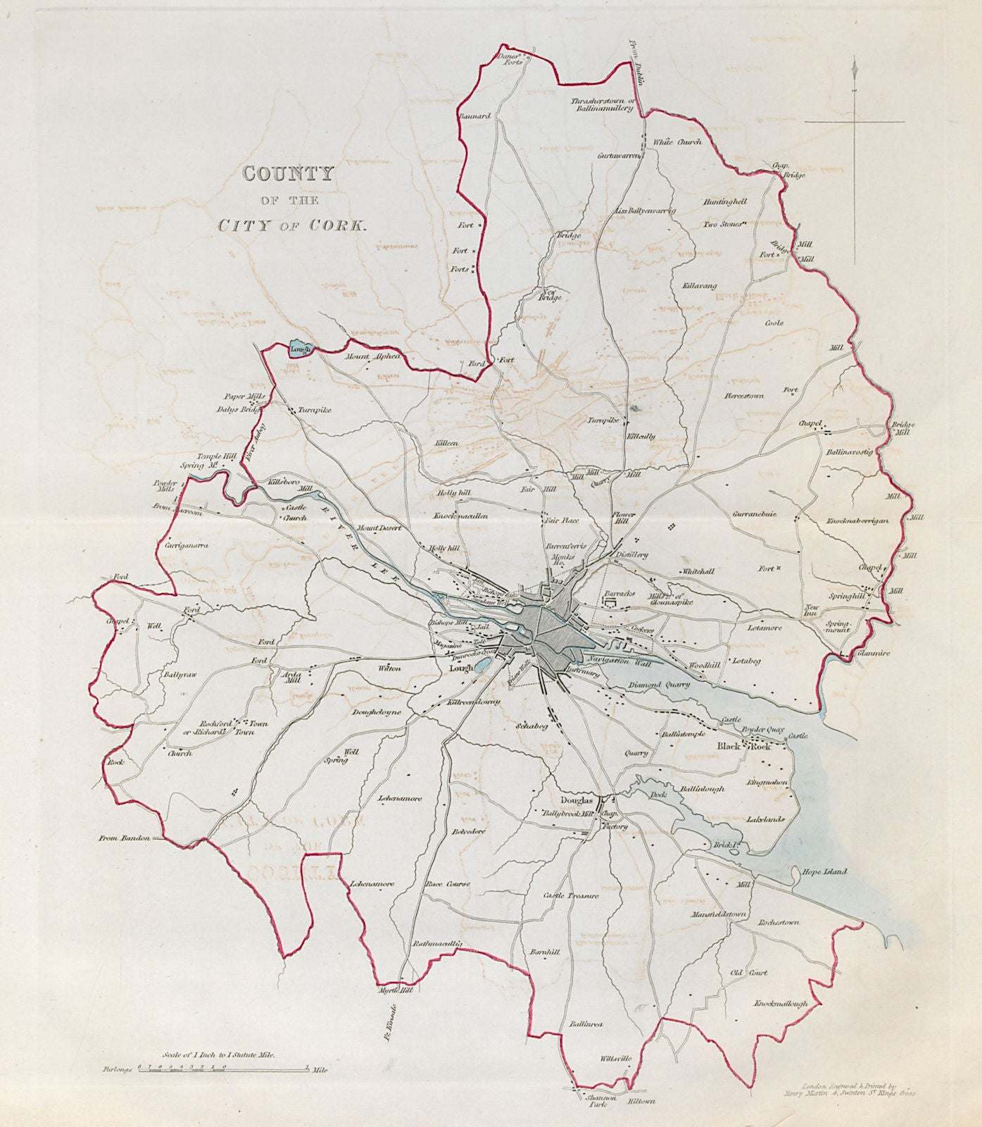 'COUNTY OF THE CITY OF CORK' town/borough plan. REFORM ACT. Munster 1832 map